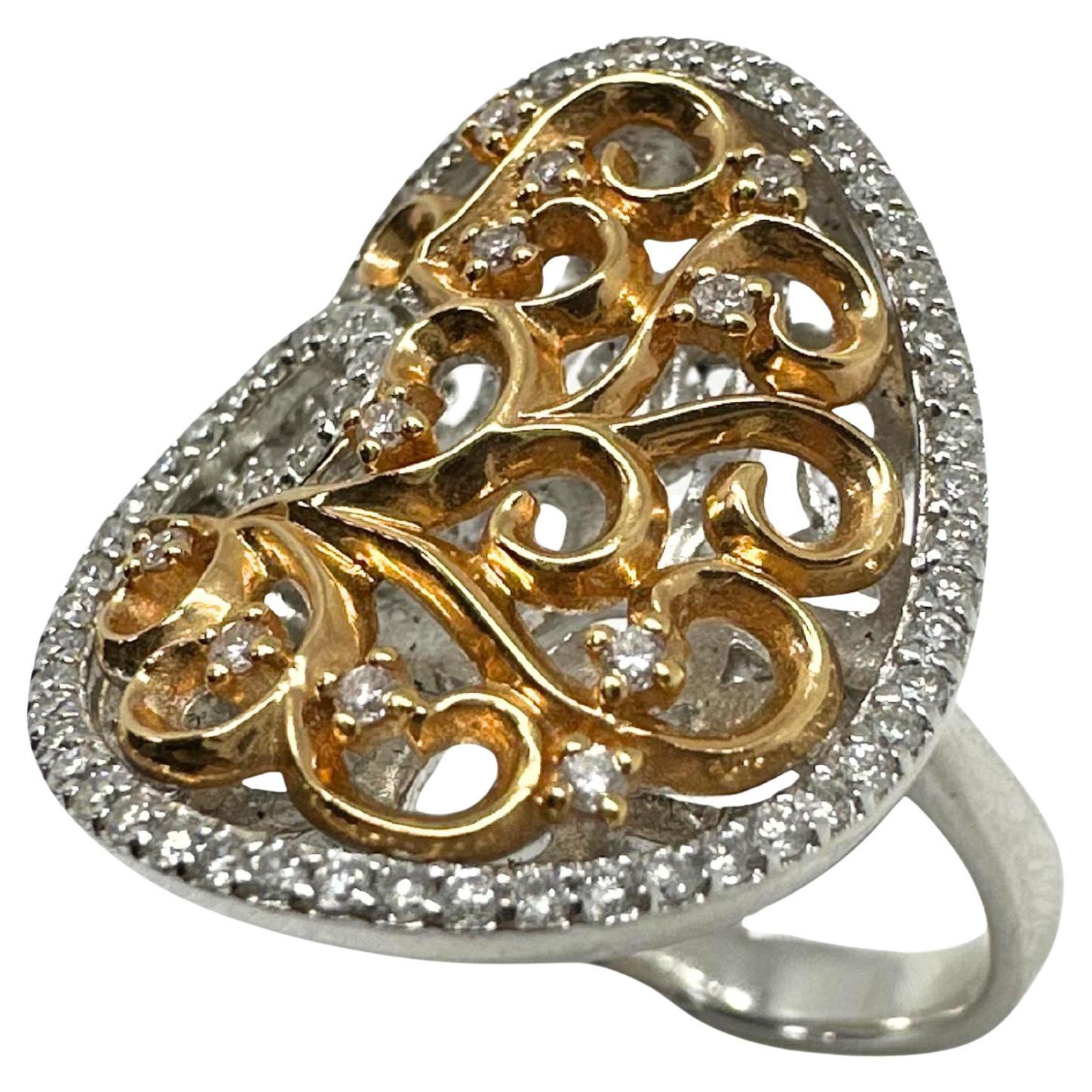 Anillo de diamantes de oro blanco y rosa de 18 quilates