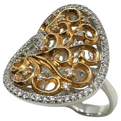 Anillo de diamantes de oro blanco y rosa de 18 quilates