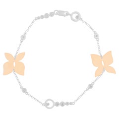 18k White and Rose Gold Diamonds and Butterflies Bracelet