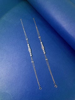 18K White and Rose Gold Double Chain Bubble Bracelet with Natural Diamonds