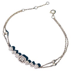 18K White and Rose Gold Double Chain Bubble Bracelet with Natural Diamonds