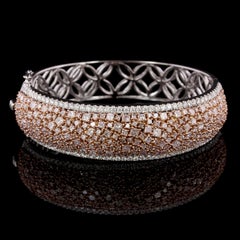 18 Karat White and Rose Gold Fancy Pink Diamond Bangle Bracelet