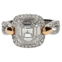 18K White and Rose Gold Illusion-Set Diamond Halo Ring – 1.41 Carats