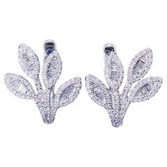 18K White and Rose Gold Leaf Earrings with Natural Diamonds