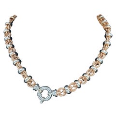18k White and Rose Gold Link Necklace