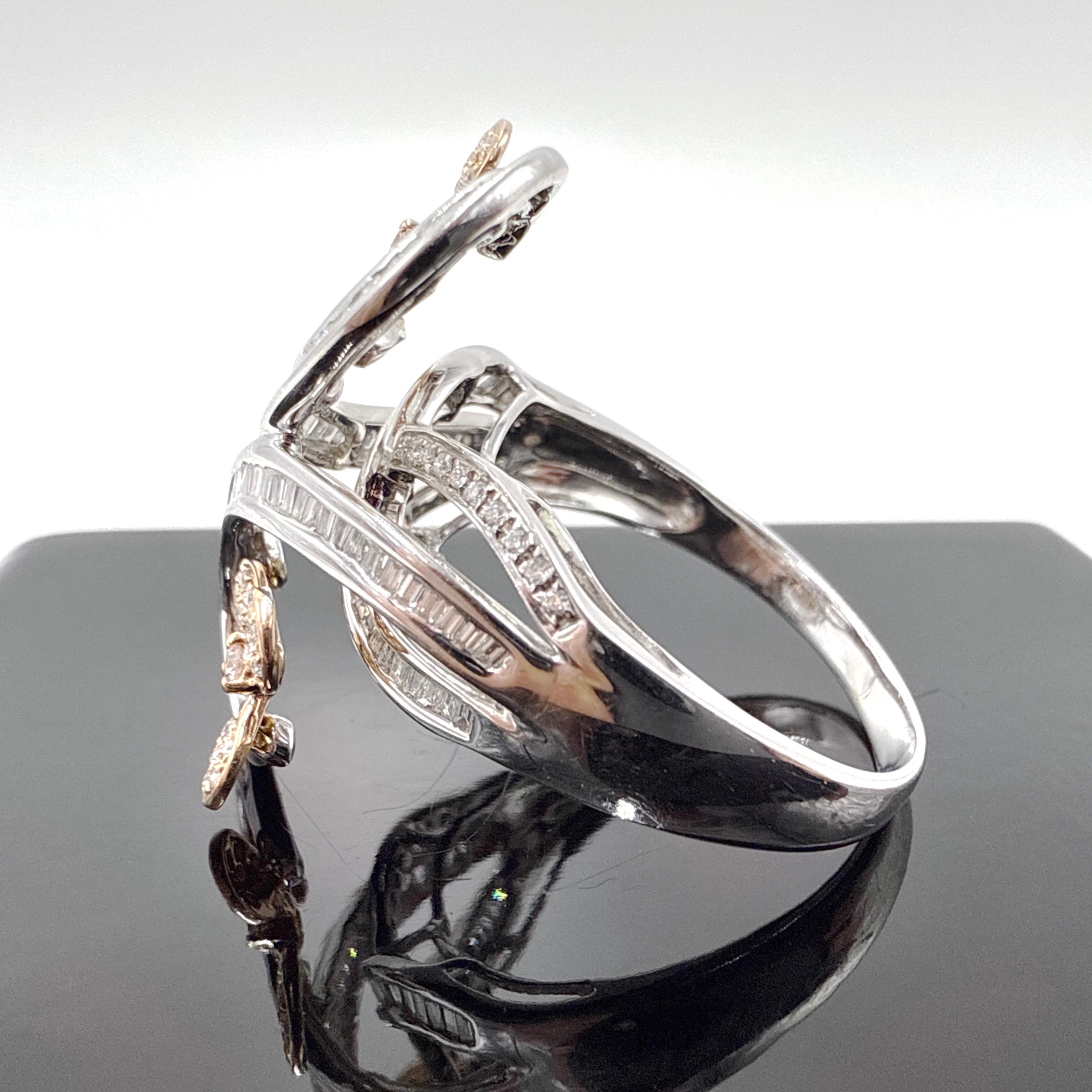 18K Weiß- und Roségold Natürlicher VS Diamantring - 1,28TCW Damen im Angebot