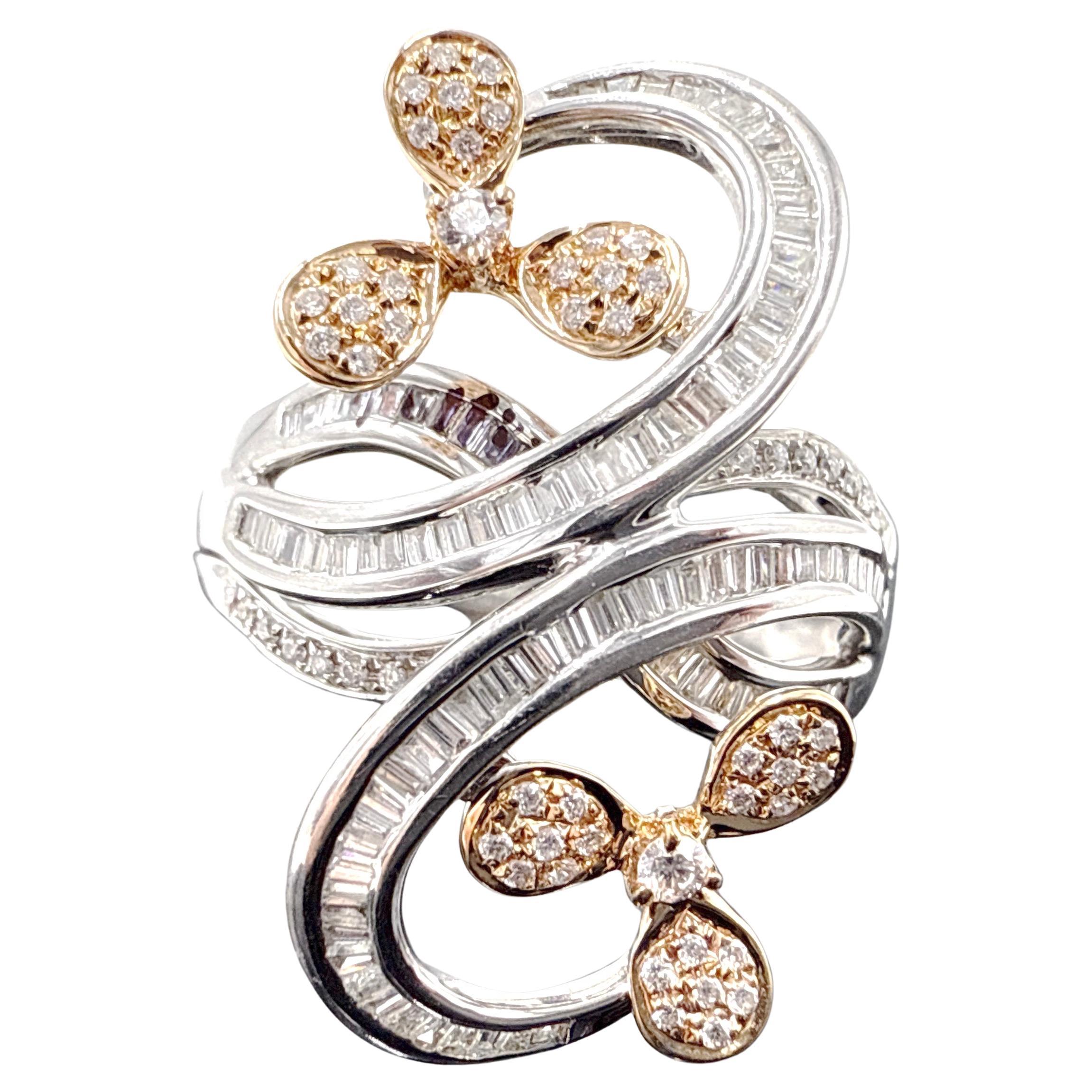 18K Weiß- und Roségold Natürlicher VS Diamantring - 1,28TCW im Angebot