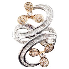 18K Weiß- und Roségold Natürlicher VS Diamantring - 1,28TCW