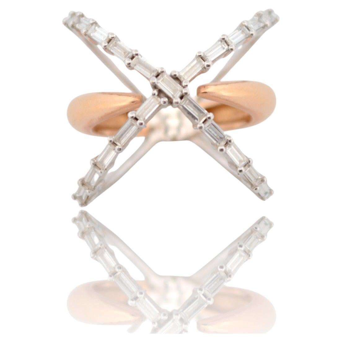 Ring aus 18 K Weiß- und Roségold mit natürlichen Diamanten_128800 im Angebot