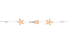 18k White and Rose Gold with Diamonds and Flowers Bracelet