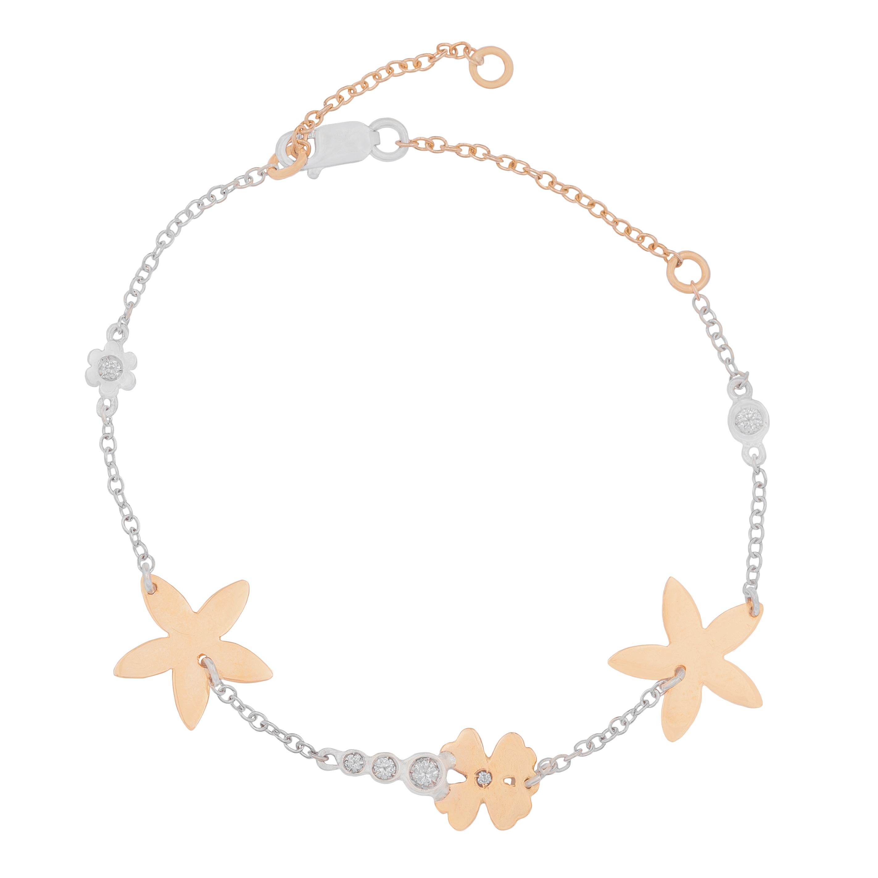 Pink Gold and White Gold 18 Karat Timeless Stretch Bracelet with