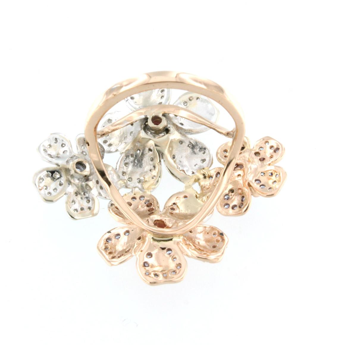 Cocktailring aus 18 Karat Weiß- und Roségold mit rosa Turmalin, Tansanit und weißen Diamanten im Zustand „Neu“ im Angebot in GALLARATE, IT