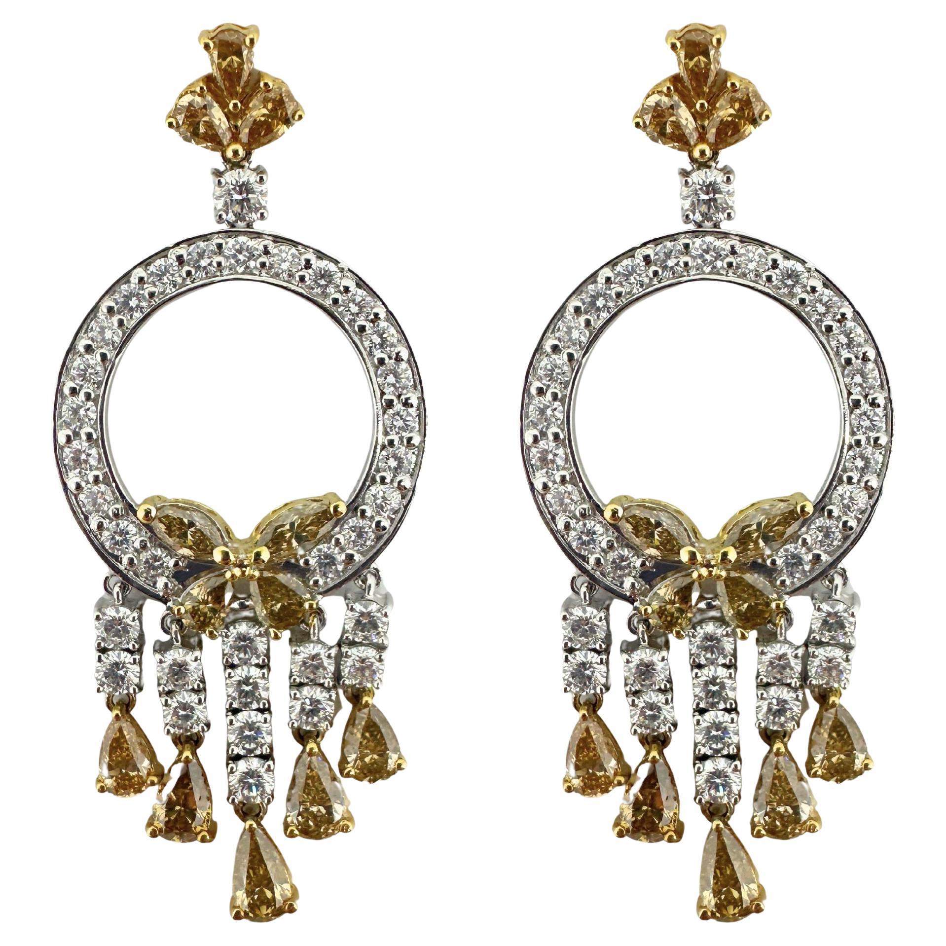 18K White and Yellow Diamond Earrings