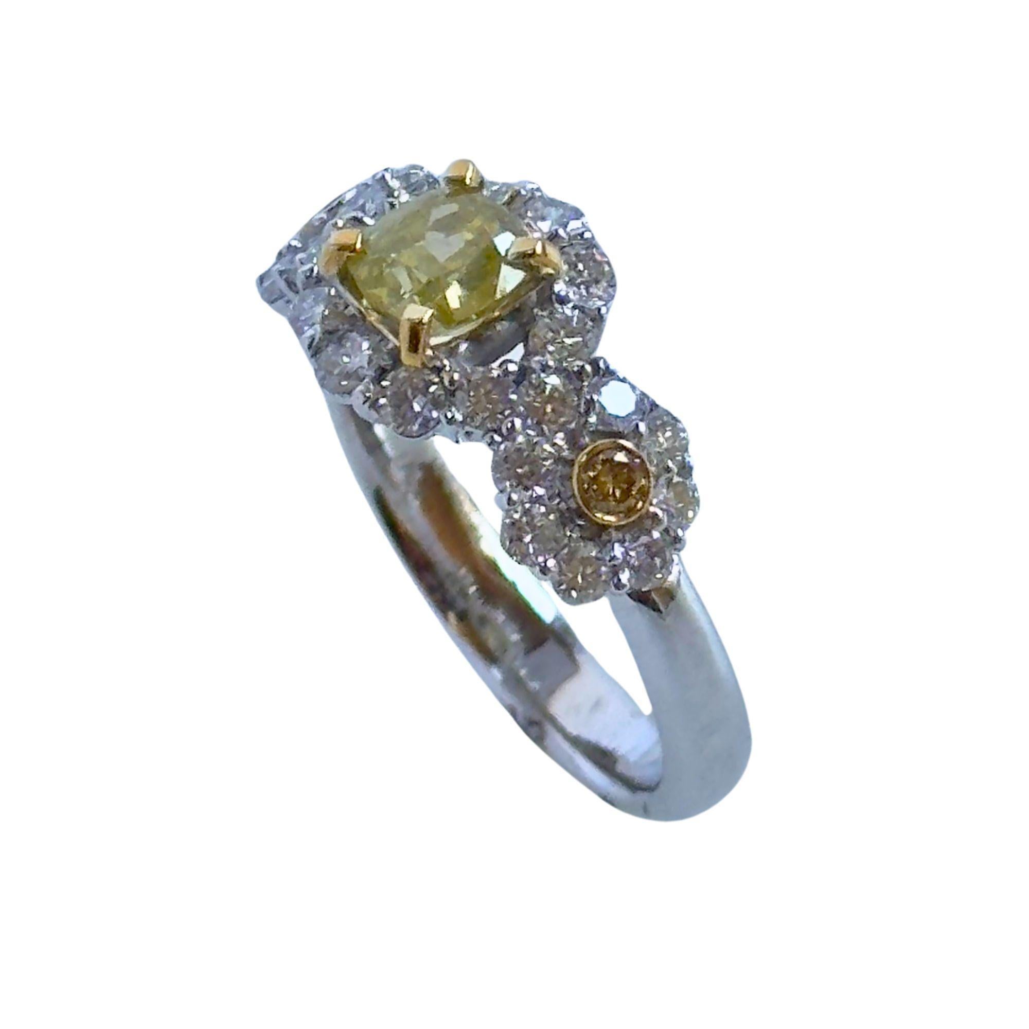 18k White and Yellow Diamond Ring 1