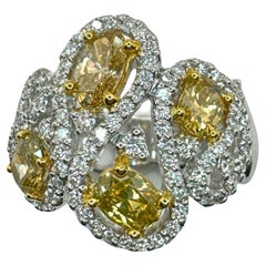 Bague en diamants blancs et jaunes 18 carats