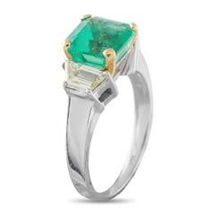 18K White and Yellow Gold 0.60ct Diamond and Emerald Ring MF08-012726
