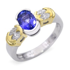 18k White and Yellow Gold 1.02ct Tanzanite and Diamond Ring
