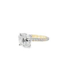 18k White and Yellow Gold 2.10ct Round Brilliant Cut Diamond and 1.09ctw Accent