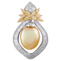 18K White and Yellow Gold 3.0ct Diamond and Pearl Pendant MF22-012826