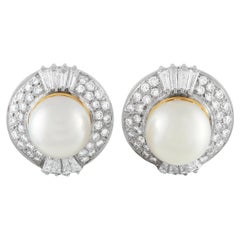 Pendientes de perlas con diamantes de 4,25 ct en oro blanco y amarillo de 18 quilates  MF17-012726