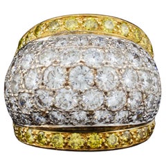 18K Weiß- und Gelbgold 5,5 Karat Fancy Yellow & Colorless Diamond Dome Ring