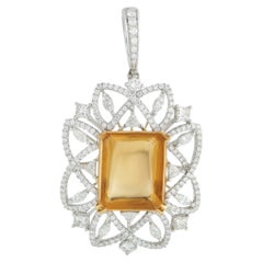 18K White and Yellow Gold 6.40ct Diamond Mounting Pendant MF11-031726
