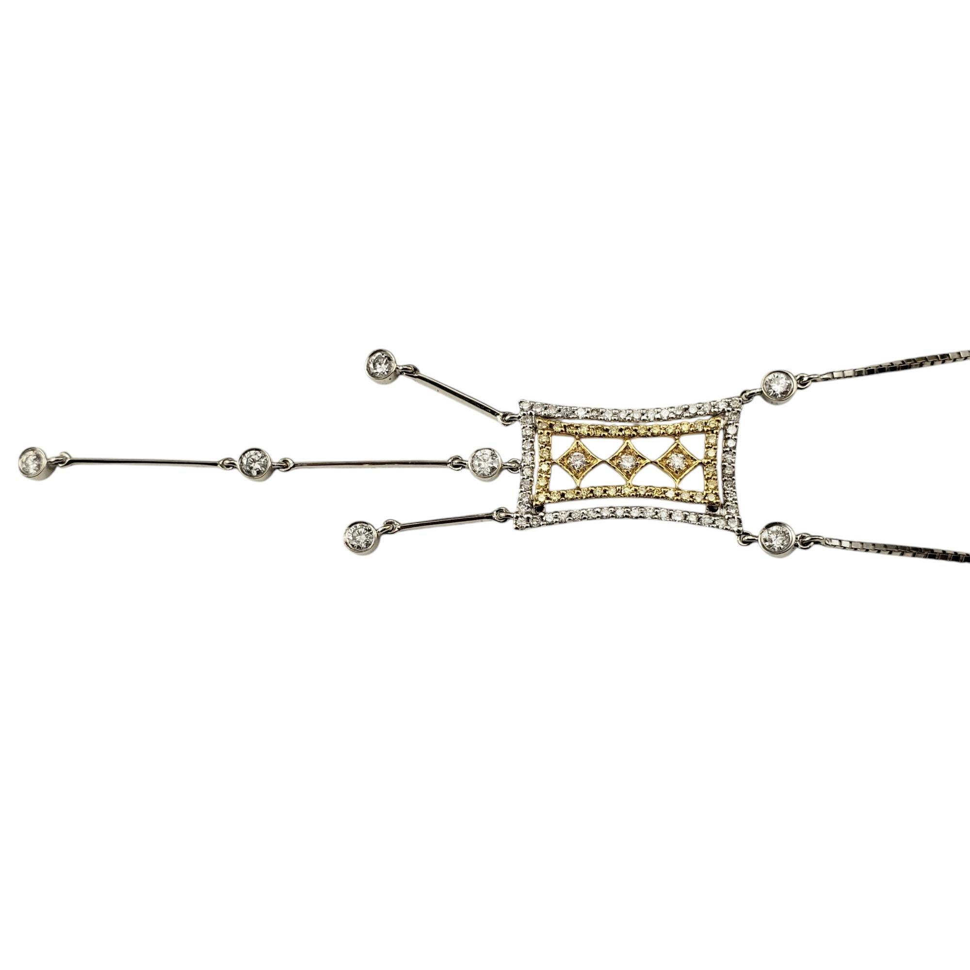 Brilliant Cut 18K White and Yellow Gold and Diamond Art Deco Style Pendant Necklace #20647 For Sale