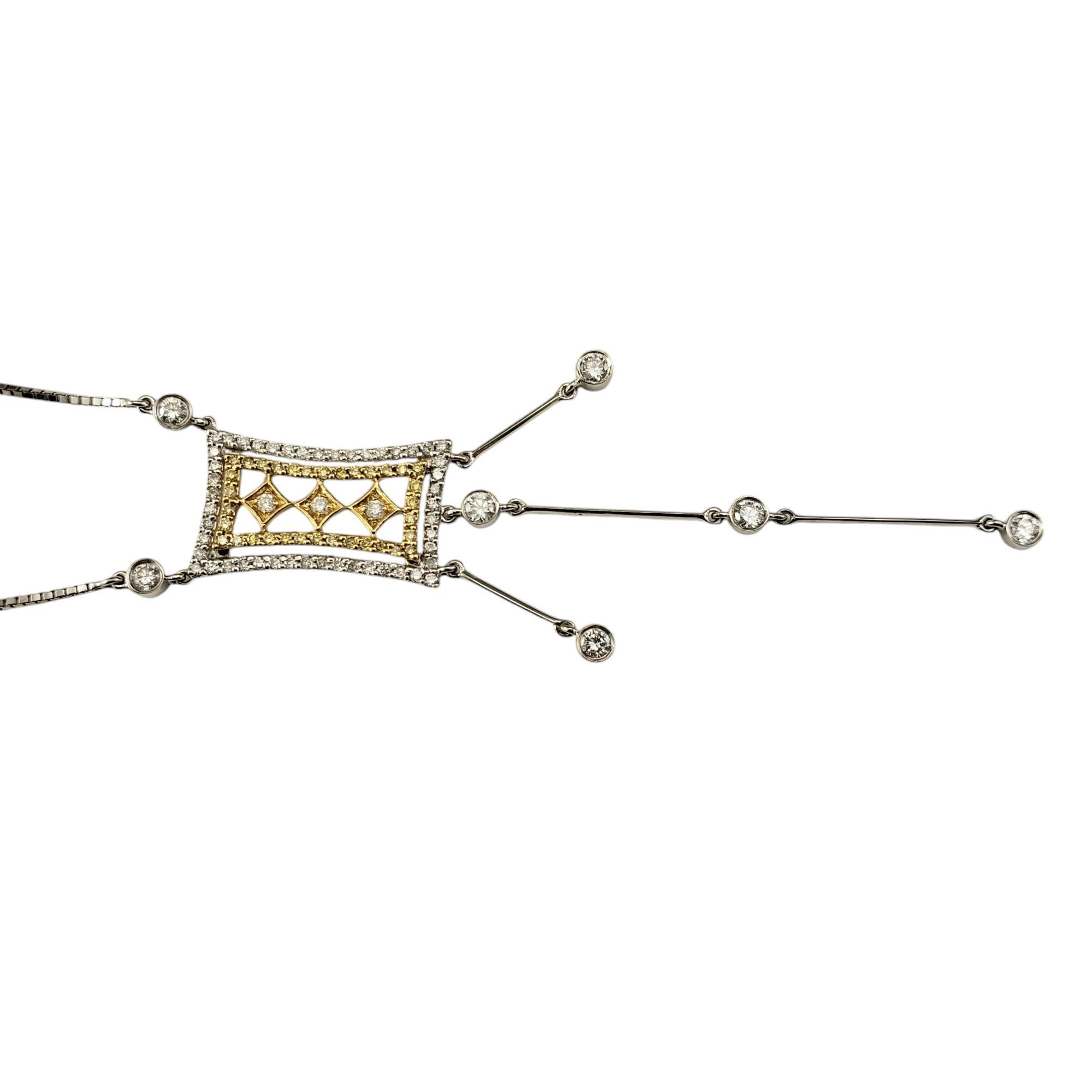 18K White and Yellow Gold and Diamond Art Deco Style Pendant Necklace #20647 In Good Condition For Sale In Washington Depot, CT