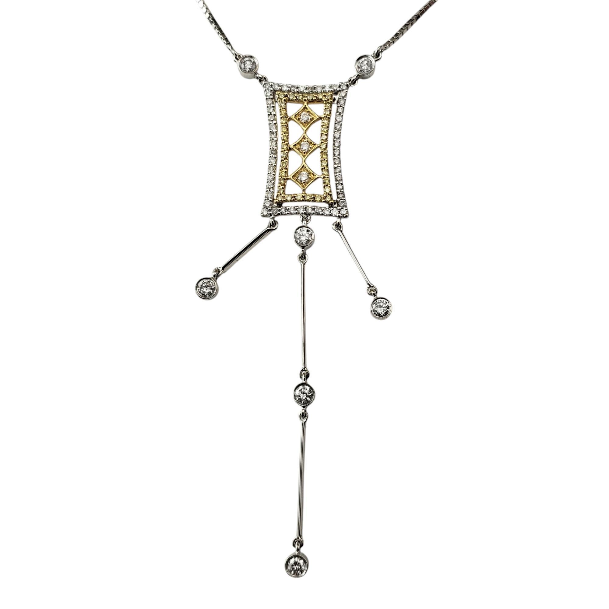 18K White and Yellow Gold and Diamond Art Deco Style Pendant Necklace #20647 For Sale