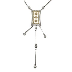 Collier pendentif de style Art déco en or blanc et jaune 18 carats et diamants n° 20647