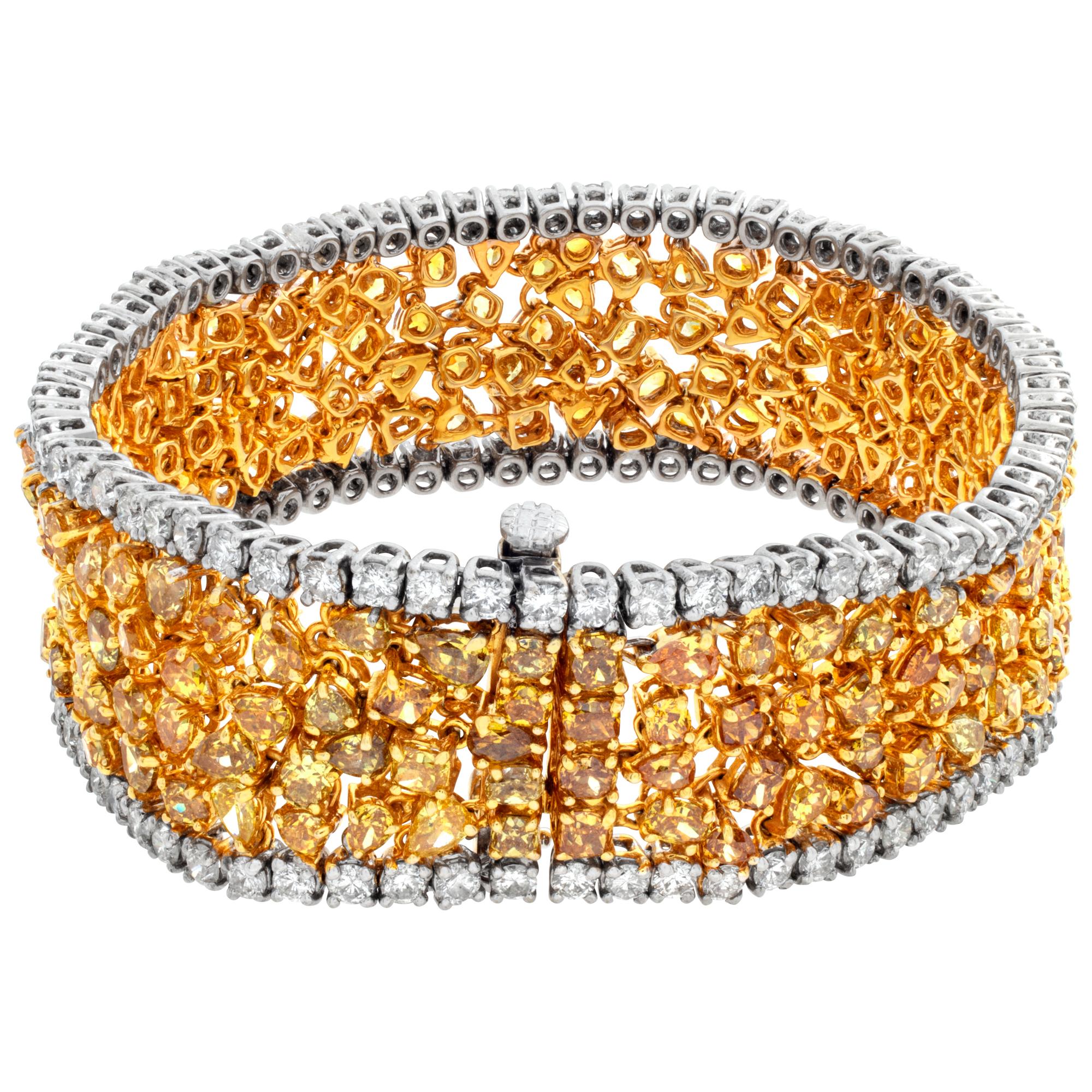 Women's 18k White and Yellow Gold Bracelet with White and Fancy Diamonds