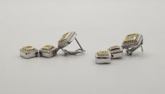 18k white and yellow gold Dangle princess cut earrings