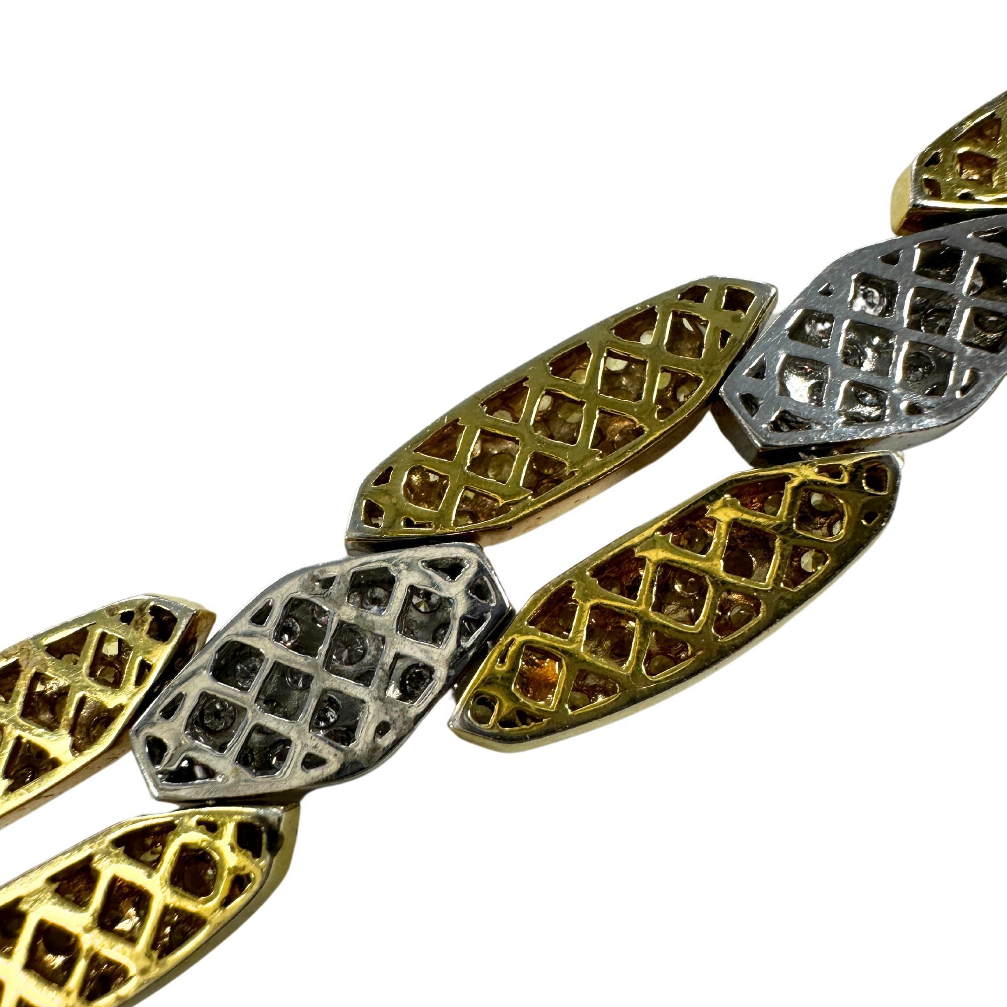 Women's 18K White and Yellow Gold Diamond and Yellow Sapphire Link Bracelet