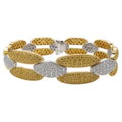 18K White and Yellow Gold Diamond and Yellow Sapphire Link Bracelet