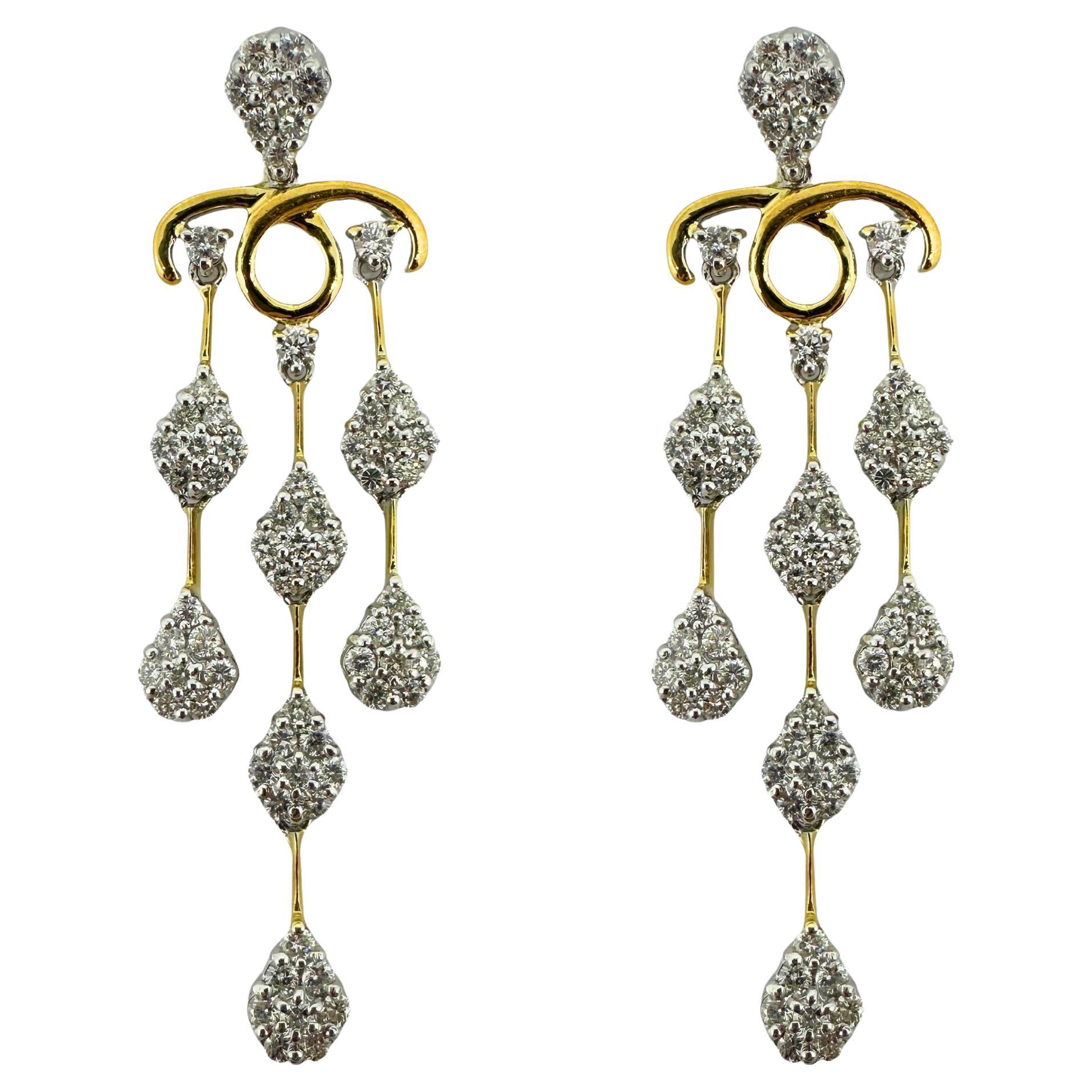 18K White and Yellow Gold Diamond Earrings