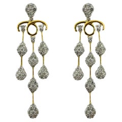 18 Karat Weiß- und Gelbgold Diamant-Ohrringe