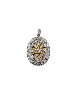 18K White and Yellow Gold Diamond Floral Pendant #24632