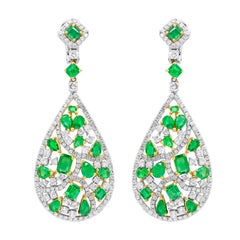 Diana M. 18k White and Yellow Gold Earrings with Emeralds and Diamonds
