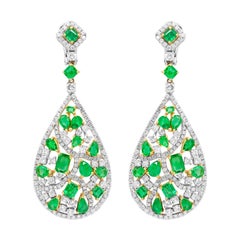 Diana M. 18k White and Yellow Gold Earrings with Emeralds and Diamonds
