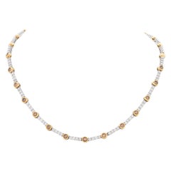 18k White and Yellow Gold Necklace with White and Yellow Diamonds