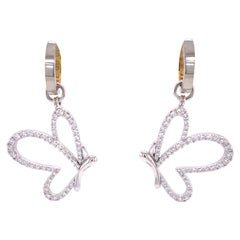 18k White and Yellow Gold Reversible Hoops with White Diamond Butterfly Jackets