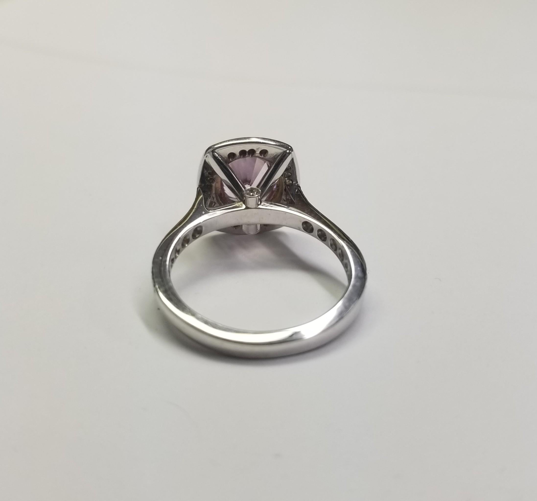 Contemporary 18k White and Yellow Oval Pink Sapphire and Diamond Pave' Ring For Sale