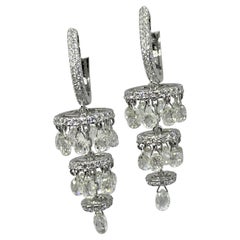 18K White Briolette Earring