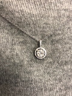 18 Karat White Circle Diamond Pendant with Halo