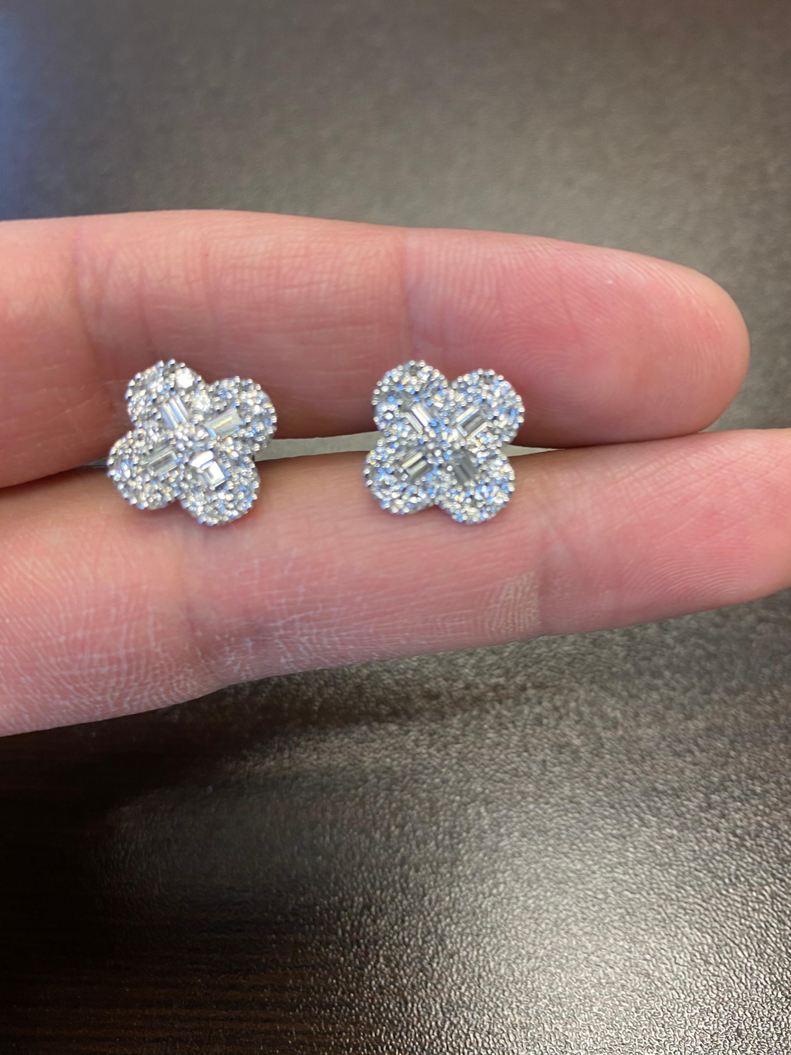diamond clover earrings
