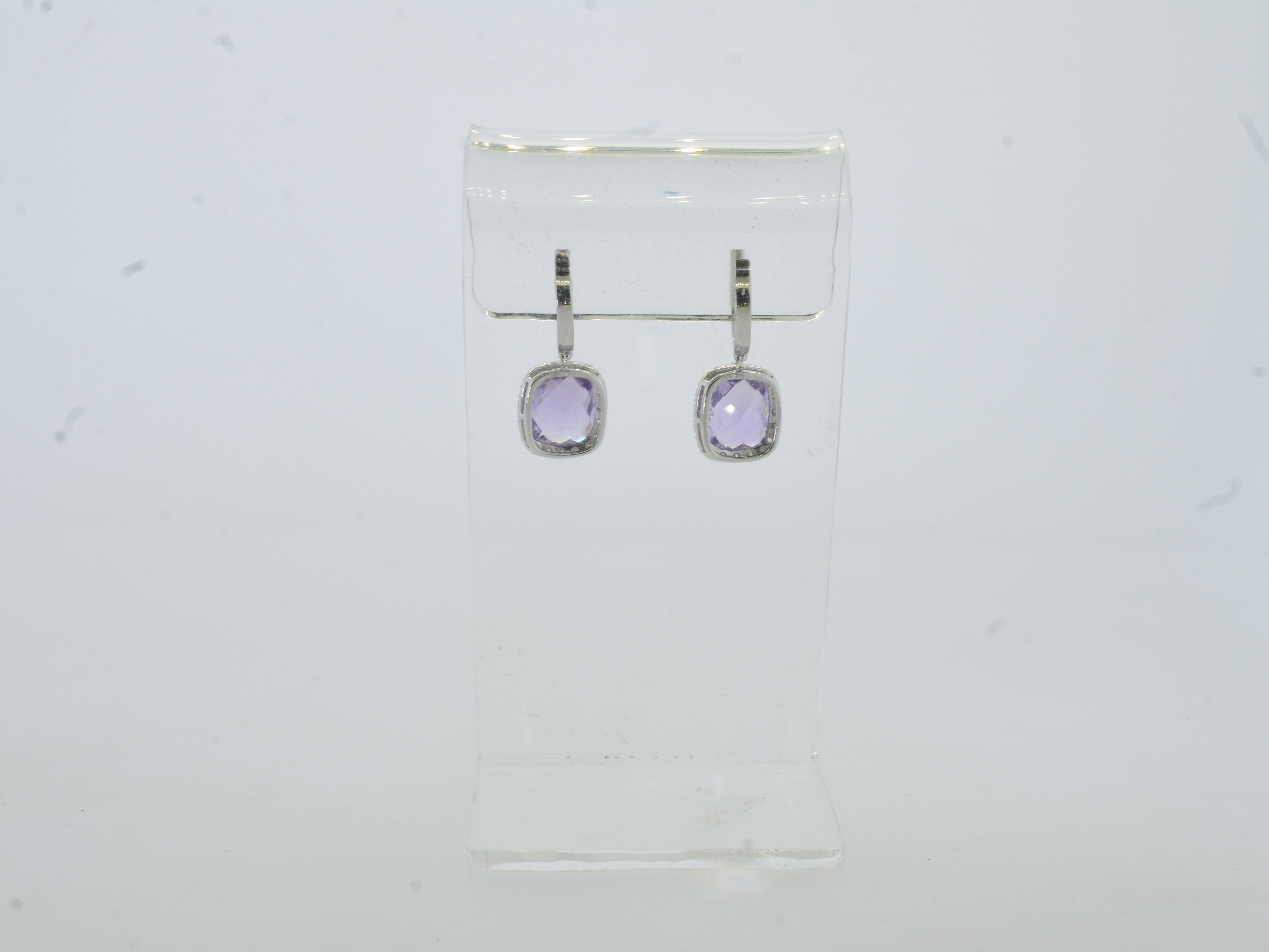 18K & Weiß Diamant und Amethyst im Phantasieschliff Ohrringe im Angebot 4