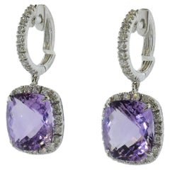 Orecchini con diamanti bianchi e ametista taglio Fancy in 18K e Whiting