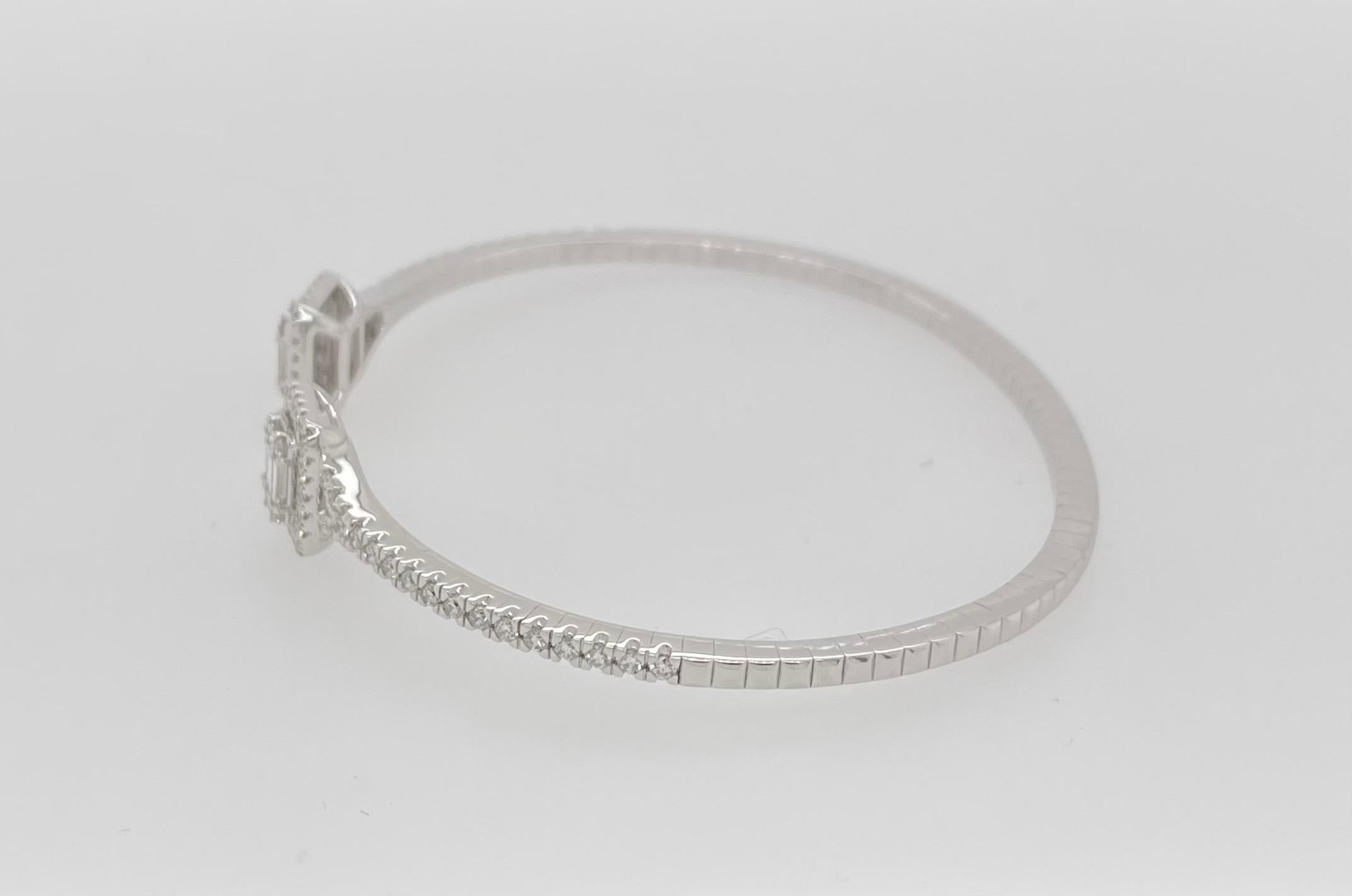 Modern 18k White Diamond Bangle Bracelet For Sale