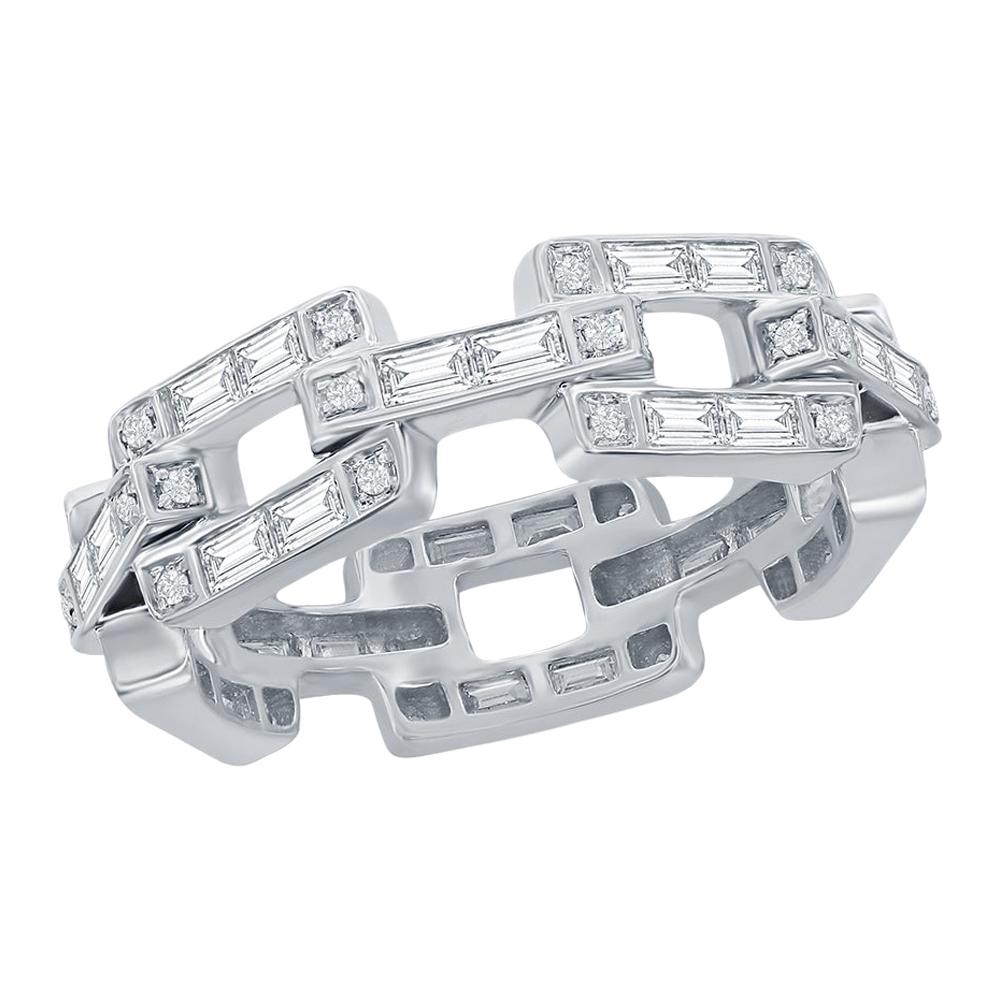 18K White Diamond Link Ring