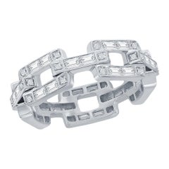 18K White Diamond Link Ring